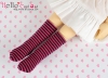 【YM-07】Knee Socks YOSD # Stripe Black + Deep Pink