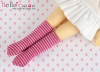 【YM-09】Knee Socks YOSD # Stripe Grey + Deep Pink