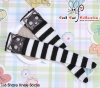 【KS-P01】B／P Knee Printing Socks（Cats） # Stripe B+W