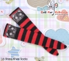 【KS-P02】B／P Knee Printing Socks（Cats） # Stripe B+Red