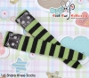 【KS-P03】B／P Knee Printing Socks（Cats） # Stripe B+Green