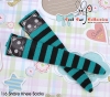 【KS-P04】B／P Knee Printing Socks（Cats） # Stripe B+BlueGreen