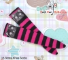 【KS-P05】B／P Knee Printing Socks（Cats） # Stripe B+Deep Pink