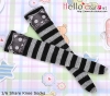 【KS-P10】B／P Knee Printing Socks（Cats） # Stripe B+Grey