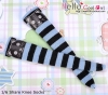 【KS-P11】B／P Knee Printing Socks（Cats） # Stripe B+Water Blue