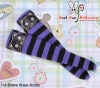 【KS-P07】B／P Knee Printing Socks（Cats） # Stripe B+Violet