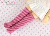 【YL-15】Over Knee Socks YOSD # Stripe Grey + Deep Pink