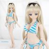 Q100．【SS44】DD Sexy Bikini Swimsuit Set（L／Dy Bust）# Stripe Blue